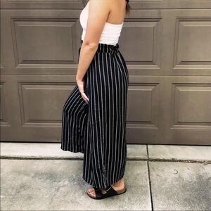 Sienna Sky Black and White Striped Wide-Leg Pants
